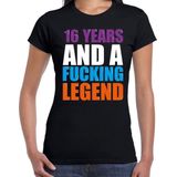 16 year cadeau / verjaardag t-shirt zwart voor dames