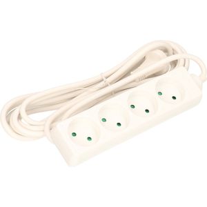 3x Stekkerdoos 4-voudig Wit - 5 Meter - Witte Stekkerdozen - Verlengsnoeren/Verlengkabels