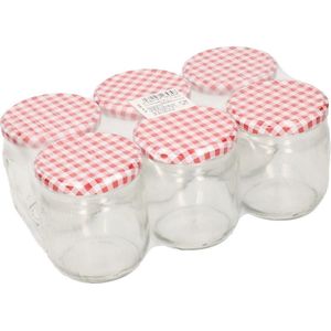Weckpotten/inmaak jampotten - 6x - glas - 210 ml - metalen schroefdeksel - conservenpotten