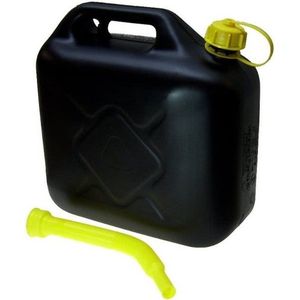Set van 2x stuks Jerrycans zwart voor brandstof - 10 liter - inclusief schenktuit - o.a. benzine / diesel