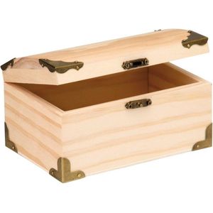 Houten kistje ronde deksel - 18 x 12,5 cm - Schatkist - sieraden/juwelen - Kistjes schilderen - Hobbydozen