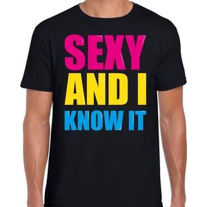 Sexy and i know it fun tekst  / verjaardag t-shirt zwart voor heren