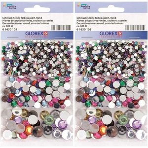 Plak/strass steentjes - 1200x - gekleurd - rond - plaksteentjes - decoratie diamantjes - Hobbydecoratieobject