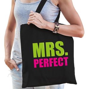 Mrs. perfect cadeau tas zwart voor dames cadeau katoenen tas zwart voor dames - kado tas / tasje / shopper