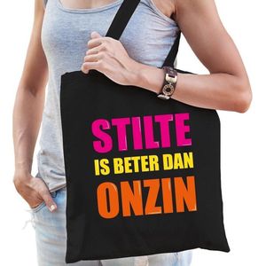 Stilte is beter dan onzin cadeau tas zwart voor dames cadeau katoenen tas zwart voor dames - kado tas / tasje / shopper