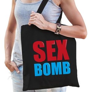 Sex bomb cadeau tas zwart voor dames cadeau katoenen tas zwart voor dames - kado tas / tasje / shopper
