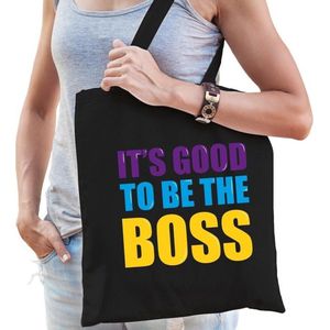 Its good to be the boss cadeau tas zwart voor dames cadeau katoenen tas zwart voor dames - kado tas / tasje / shopper