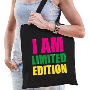 I am limited edition cadeau tas zwart voor dames cadeau katoenen tas zwart voor dames - kado tas / tasje / shopper