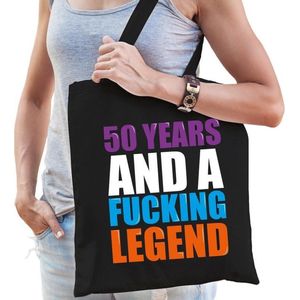 50 year legend / 50 jaar legende cadeau tas zwart voor dames cadeau katoenen tas zwart voor dames - kado tas / tasje / shopper
