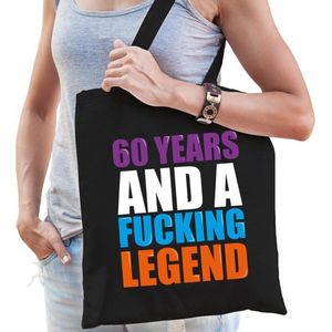 60 year legend / 60 jaar legende cadeau tas zwart voor dames cadeau katoenen tas zwart voor dames - kado tas / tasje / shopper