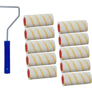10x verfroller / vachtrollers incl rollerbeugel - 10 cm - rollers voor het schilderen van wanden en plafonds