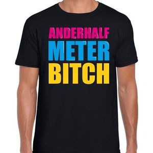 Anderhalf meter bitch fun tekst  / verjaardag t-shirt zwart voor heren