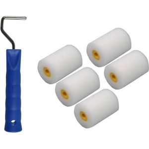 5x fijne verfrollers / schuimrollers inclusief verfrollerbeugel 5 cm