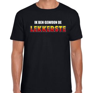 Ik ben gewoon de lekkerste fun t-shirt zwart voor heren - fout stout shirt