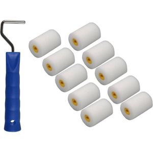 10x fijne verfrollers / schuimrollers inclusief verfrollerbeugel 5 cm