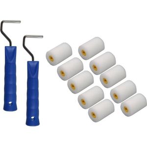 10x verfrollers / schuimrollers fijn incl rollerbeugels 5 cm - Verfrollers
