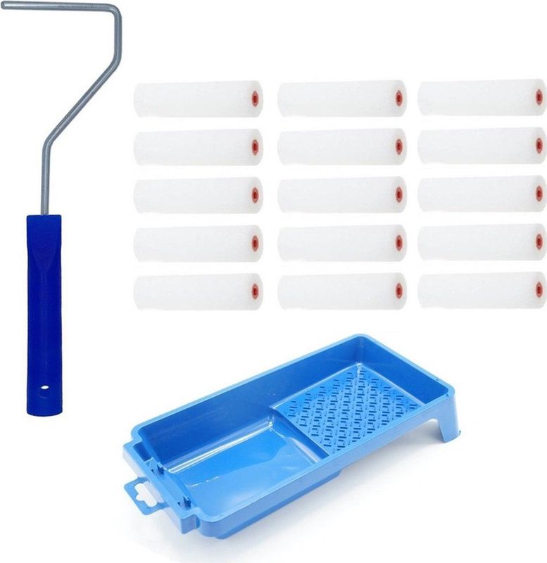 Benson - Verfrollers - Multi - Kunststof - 15x Verfrollers Inclusief Rollerbeugel en Verfbakje