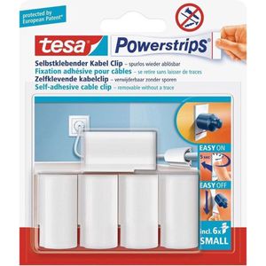 10x Tesa kabelclips/klemmen Powerstrips - Klusbenodigdheden - Tesa - Kabelclips/kabelklemmen/kabelbinders - Tv/radio kabels verbergen/ordenen