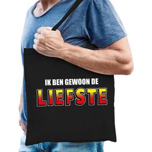 Ik ben gewoon de liefste katoenen tas zwart - tasje / shopper voor heren