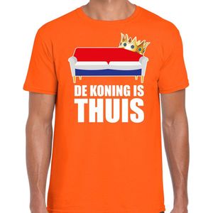 Koningsdag t-shirt de Koning is thuis oranje voor heren - Woningsdag - thuisblijvers / Kingsday thuis vieren XXL