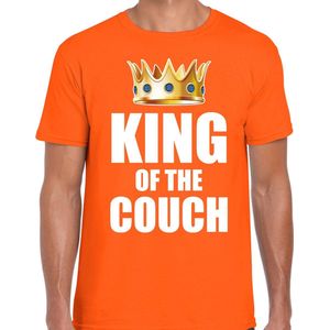 Koningsdag t-shirt king of the couch oranje voor heren