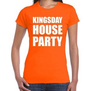Koningsdag t-shirt Kingsday house party oranje voor dames - Woningsdag - thuisblijvers / Kingsday thuis vieren S