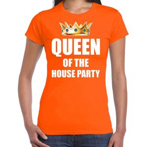 Koningsdag t-shirt Queen of the house party oranje voor dames - Woningsdag - thuisblijvers / Kingsday thuis vieren XS