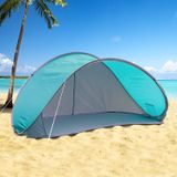 Strandtent / beachshelter blauw met grijs 210 x 110 x 90 cm - Strandtentje - Windscherm - Schaduw tent voor camping/strand