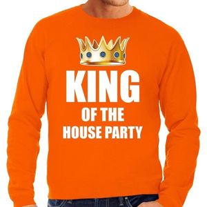 Woningsdag King of the house party sweaters / trui voor thuisblijvers tijdens Koningsdag oranje heren