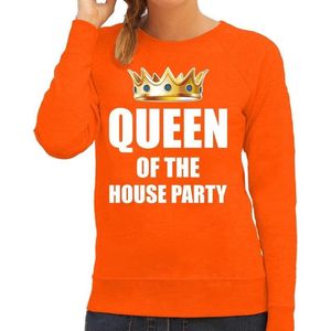 Woningsdag Queen of the house party sweater / trui voor thuisblijvers tijdens Koningsdag oranje dames