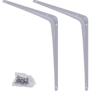 Set van 2x Witte Plankdrager 25 X 30 cm - 250 X 300 Mm - Tot 13kg - Inclusief Schroeven