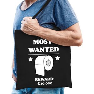 Most wanted reward 10.000 katoenen cadeau tas zwart voor heren - kado tas / tasje / shopper