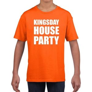 Koningsdag t-shirt Kingsday house party oranje voor kinderen - Woningsdag thuisblijvers / Kingsday thuis vieren 104/110