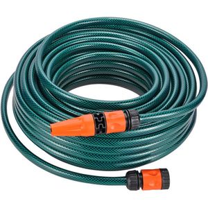 Groene tuinslang / waterslang 20 meter met aansluit set en sproeier - UV bestendig - tuin artikelen