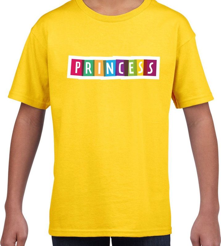Princess fun tekst t-shirt geel kids - Fun tekst Verjaardag cadeau kado t-shirt kids 110 116