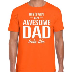 Awesome Dad cadeau vaderdag t-shirt oranje heren - Vaderdag cadeau