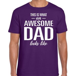 Awesome Dad cadeau vaderdag t-shirt paars heren - Vaderdag cadeau