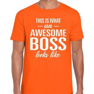 Awesome Boss fun t-shirt oranje voor heren