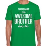 Awesome Brother tekst t-shirt groen heren - heren fun tekst shirt groen