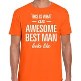 Awesome best man kado t-shirt oranje voor heren