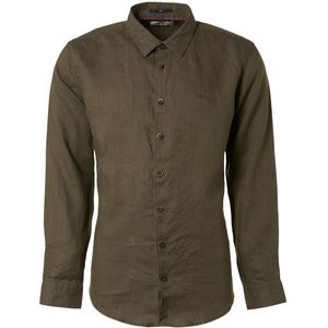 No Excess Mannen Linnen Overhemd Donker Groen XL