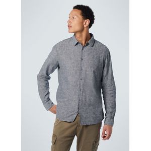 No Excess - Lange Mouwen Overhemd - Nacht Blauw - Linnenblend