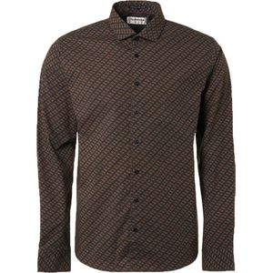 No Excess - Overhemd - Groen Bruin Multicolour - Katoen Stretch - Regular-fit