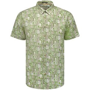No Excess - Overhemd - Korte Mouw - Groen - Met Print Allover