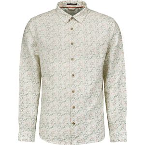No Excess Overhemd lange mouw print allover linnen white