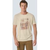 No Excess Mannen Beige T-Shirt Met Artistieke Abstracte Print Donker Beige