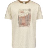 No Excess Mannen Beige T-Shirt Met Artistieke Abstracte Print Donker Beige