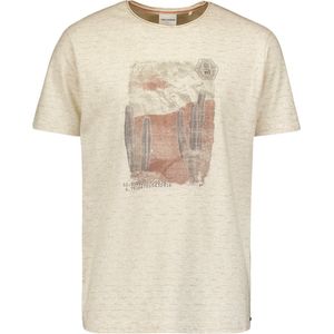 No Excess Mannen Beige T-Shirt Met Artistieke Abstracte Print Donker Beige