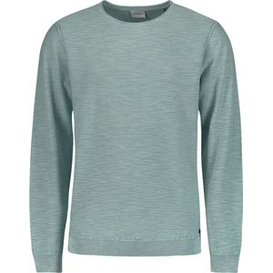 No Excess Mannen Ronde Hals Trui Met Garment Dyed En Stone Washed Afwerking Blauw