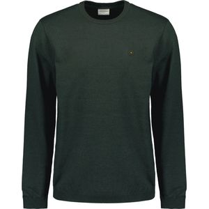 No Excess Mannen Trui Met Ronde Hals: Tweekleurige Melange En Comfortabele Pasvorm Donkergroen